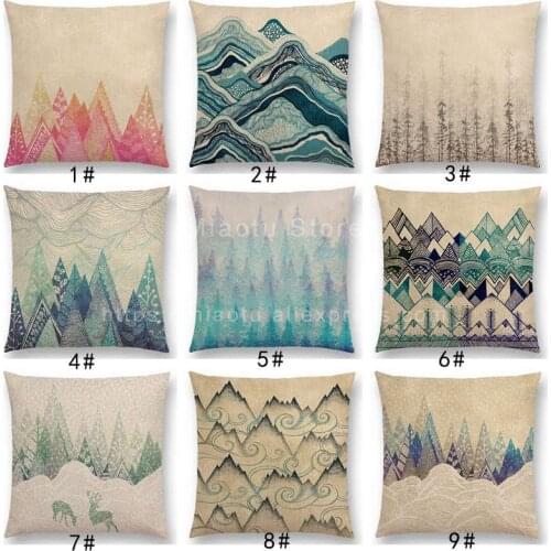 New Colour Tide Wood Forest Tree Mountain River Hills Winter Snow Top Floral Fresh Pattern Prints Cushion Cover Pillow Case