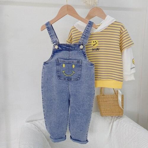 New Spring Girls Clothing Sets Stripe Tops & Denim Overalls 2Pcs Cute Toddler Clothes Suit Casual Outfits for Kids 18M-8 Years