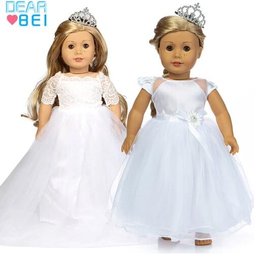 D&B Doll Clothes Wedding Dress Crown Suit Fit 17 inch 43cm Doll Clothes For Baby Birthday Festival Gift