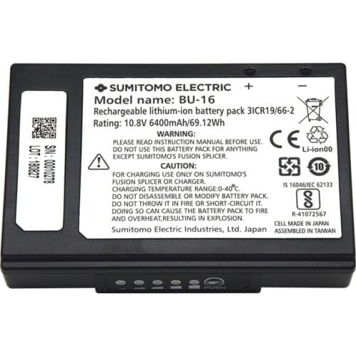 Original Sumitomo BU-16 battery pack 10.8V 6400mAh for Sumitomo T-72C T-82C T72M Type 72C 82C Fusion Splicer Welding Machine