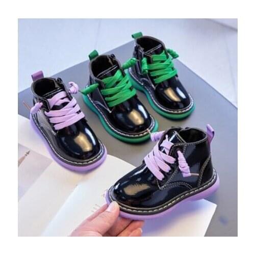 Autumn & Winter Boys Girls Martin Boots Baby PU Leather Short Boots Children Fashion Shoes Ankle Snow Boots Children Sport Shoes