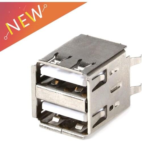 10Pcs Double USB Type A Female Solder Jacks Connector PCB Socket USB-A type 180 Degrees Vertical 4pins