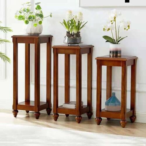 American style all solid wood flower rack home living room floor rack Europe type balcony place content rack edge a few flowerpo