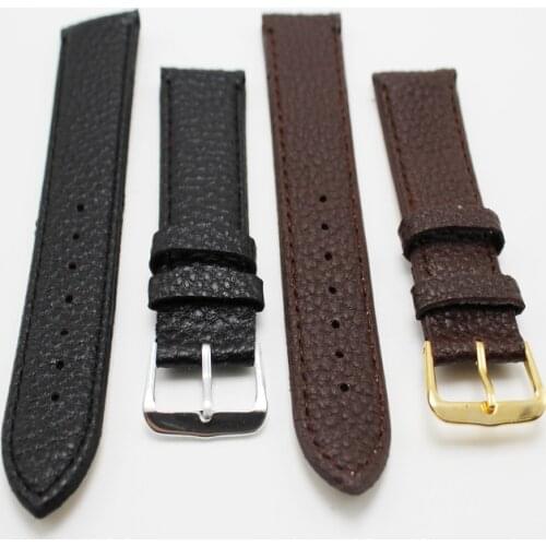 New Fashion Black Brown High Quality Watchband Soft Litchi Stripe PU Leather Watches Strap Pin Buckle 18 20mm
