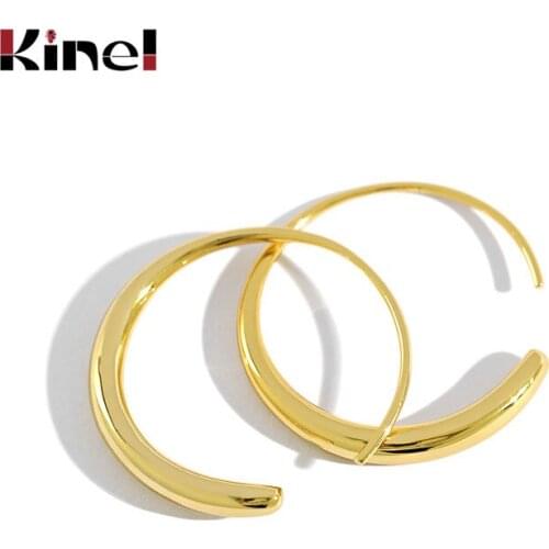 Kine Authentic 925 Sterling Silver Minimalism Style O Earrings for Women Korean Style Fine Jewelry 18K Gold Bijoux