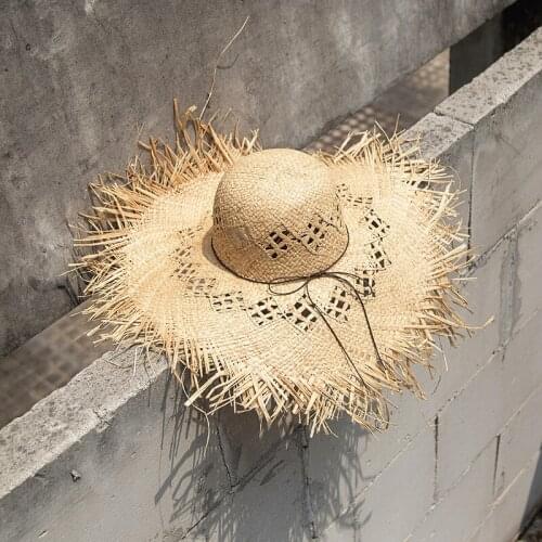 Luxury tassel women casual raffia sun hat Ladies summer outdoor travel beach party Large brim panama gorros straw hat