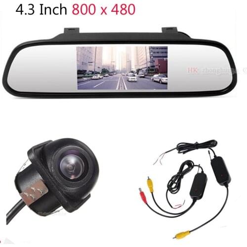 Parking System 3 in 1 hd 4.3 Digital TFT LCD Mirror Auto Car Parking Monitor+Wireless 170 Degrees Mini Car Rear view Camera