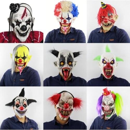 Horror Ghost Christmas Bars Clown Mask Halloween Costume Weird Latex Scary Masks For Party Props 14 Styles