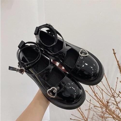 Women shoes loli sweet lolita shoes platform round head thick heel cross bandage women shoes kawaii cosplay Mary Jane shoes 2021