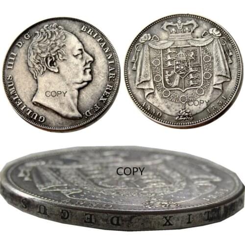 UF(81)Great Britain William IV Proof Crown 1831 Silver Plated Letter Edge Copy Coin