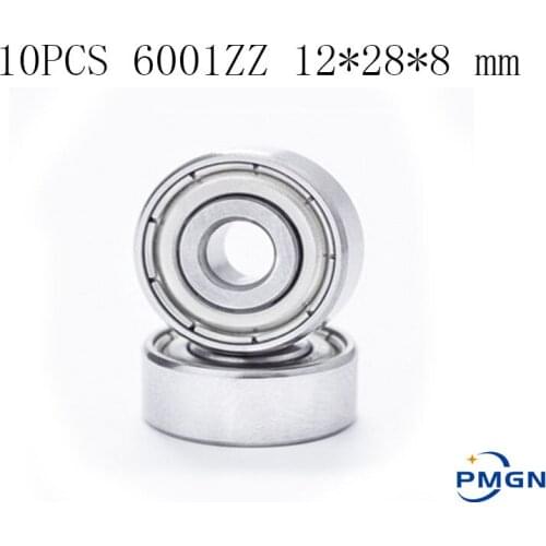 10PCS 6001ZZ Bearing ABEC-5 12x28x8 mm High quality Deep Groove 6001 ZZ Ball Bearings 6001Z 80101 Z 6001z Bearing 12*28*8 mm