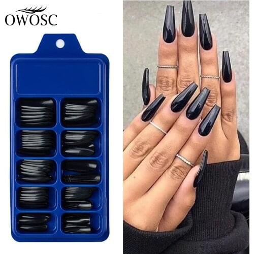 OWOSC 100Pcs Solid Color False Nail Tips Full Cover Matte Acrylic Ballerina Fake Nails Tip DIY Beauty Manicure Extension Tools