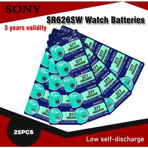 25pcs 100% Original 1.55V 377 377A SR626SW SR626 AG4 LR626 SR66 AG 4 Button Coin Cell For Watch Toys Remote Cell Coin Battery