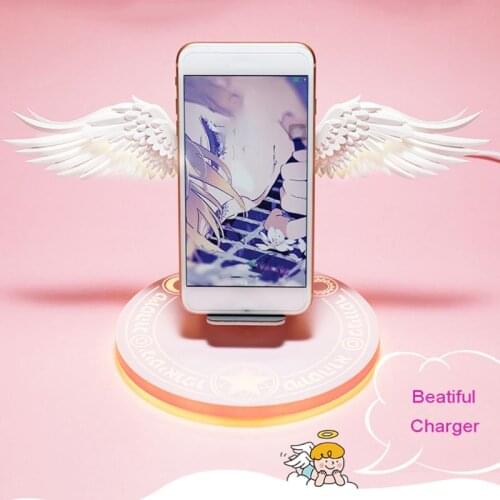 Angel Wings Qi Wireless Charger Charge Dock For iPhone 8 Plus X XS MAX XR Mobile Phone Fast Charger 10W Universal Colorful LED