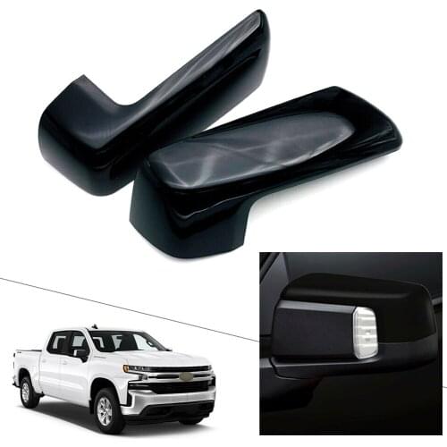 2Pcs Car Rearview Mirror Side Mirrors Cover Decoration Trim For 2019 2020 Chevrolet Silverado 1500 & For GMC Sierra 1500 Black
