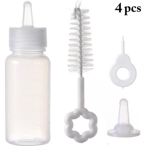 60ml Puppy Kitten Feeding Bottle Set Pet Dog Cat Bady Nursing Water Milk Feeder With Cleaning Brush Newborn Cat Drinking Bottle