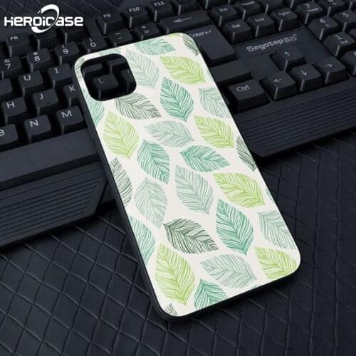 Cute Simple Leaf Phone Cases Covers For iPhone 12 11 Pro Max Mini Nice Lady Girl Hard Black X XsXR 10 8 7 6 6s Plus 5 5S SE 2020