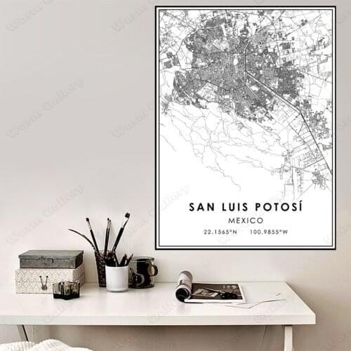 Black and White City Map The San Luis Potosi City Map Poster HD Print Wall Art Canvas Nordic Landscape Painting for Home Decor