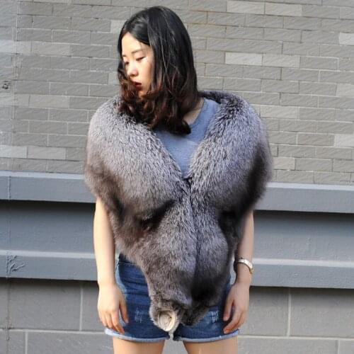 CX-B-54 Large Fox Fur Collar Decoration Coat Collar Fur Shawl Scarf Cape Women Winter Warm Scarf