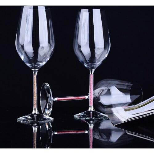 Household Glass Cup Lead-free Crystal Wine Glass Set Creative Wine Glass Goblet Wine Cup With Diamond High-end Wedding Gifts