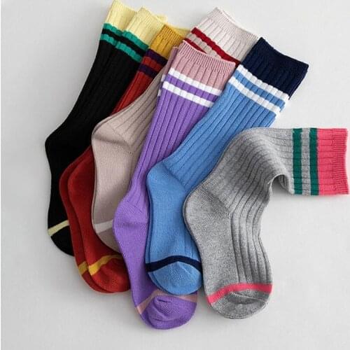 New Children Socks Knee High Boys Sports Sock For Girls Cotton Stripped Toddlers Infant Sock Kids School Clothes 1-7Years