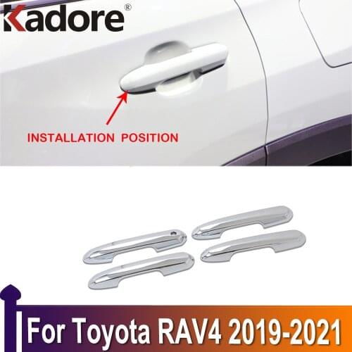 For Toyota RAV4 RAV 4 2019 2020 Chrome Door Handle Cover Trim Car styling Sticker Exterior Accessories