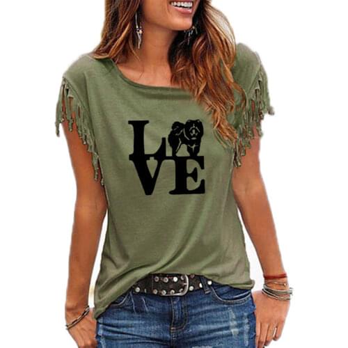 I Love Chow Chow Fashion Print Women Tshirt Dog Lover Girlfriend Graphic Shirt Tee Shirt Femme Hipster Casual Tops
