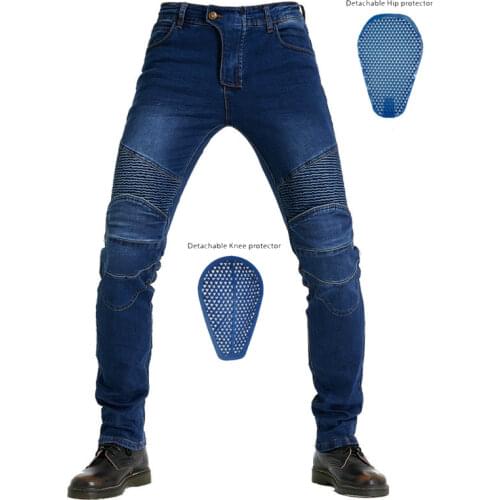 Classic Moto Pants Motorcycle Jeans Drop Resistance Slim Denim Cycling Racing Off-road Hockey With Protector
