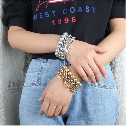 3-piece set of golden round beads beaded bracelet womens retro golden bracelet handmade fashion jewelry jewelry gift wholesale
