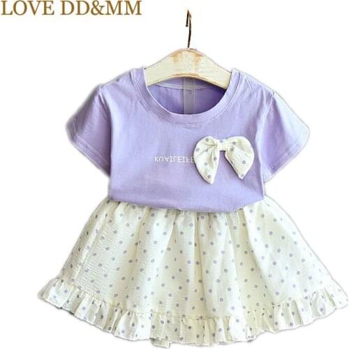 LOVE DD&MM Girls Clothes Sets Childrens Fashion Letter Bow T-Shirts + Dot Skirts 2pcs Clothing Set For Girl Kids Costumes
