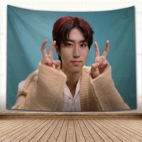 Nice KPOP Han Jisung Tapestry Eco-Friendly HD Print Background Cloth Bedroom Wall Hanging Tapestries Decor Washable Not Fade