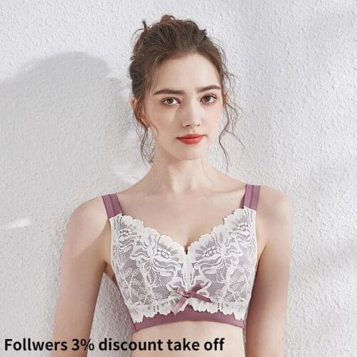 Lace plus size full cup Thai latex top womens bra breast adjustment adjustable underwear Unwired bras