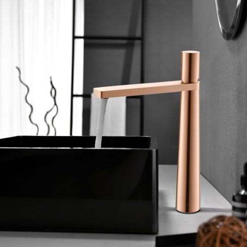 Tuqiu Basin Faucet Brass Bathroom Faucet Mixer Tap Brushed Gold Wash basin Faucet Rose Gold Hot and Cold Lavotory Faucet
