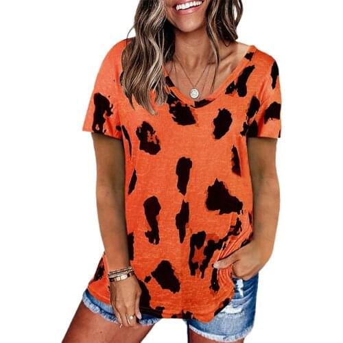 Hot Women T-shirt Leopard Breathable Short Sleeve Home Pullover Female t shirt Summer tshirt Oversize