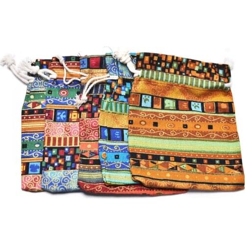 1pc Perfect Exotic Christmas Wedding Gift Bag Jewelry Pouch Cloth Linen Fabric Packaging With Drawstring