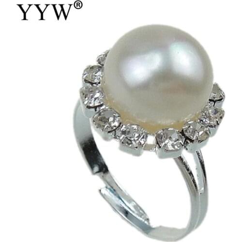 New Fashion Freshwater Pearl Adjustable Finger Ring Women 2021 Elegant Wedding Party Rings Jewelry for Anniversary Gift