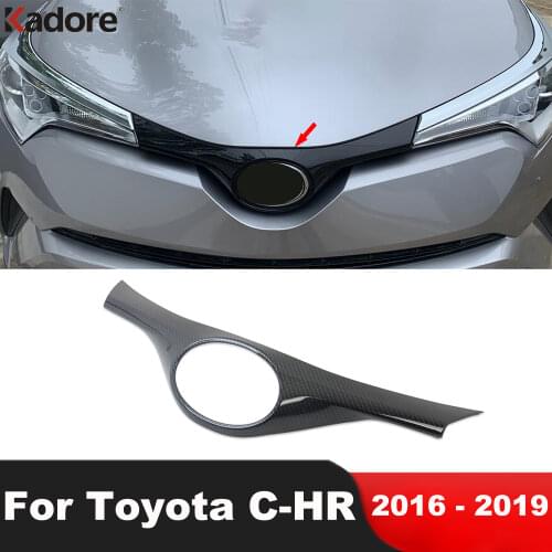 For Toyota CHR C-HR 2016 2017 2018 2019 Carbon Fiber Car Styling Front Upper Grill Grille Cover Protector Trim Accessories