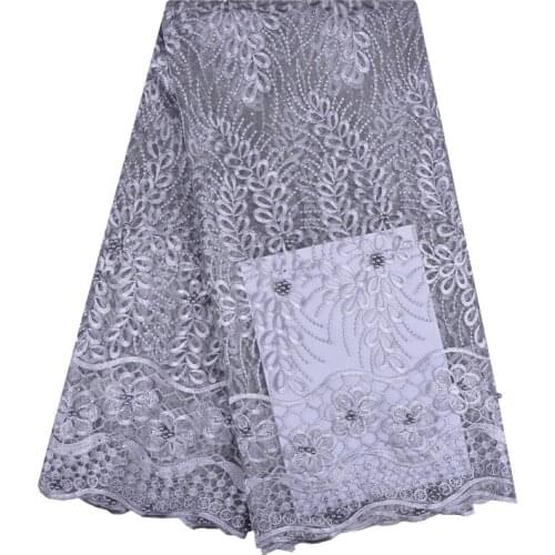 Latest Style Beaded Lace Fabric 2018 Fashion African Lace Fabric Tulle French Lace Fabric High Quality Lace Fabric Gray 1230