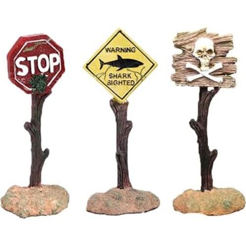 Shark Warning Signs Funny Aquarium Landscape Ornaments Crafts Aquarium Decorate