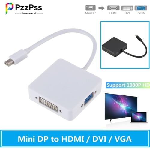 PzzPss 3 in 1 Mini DP DisplayPort to HDMI VGA DVI Adapter Mini DP Cable Converter for MacBook Pro Air Mini DisplayPort