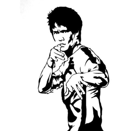 Lifelike Bruce Lee Movie Actor Decal Car Sticker Motorcycle Decal Sticker Pvc Motorcycle Car Decal Sticker Anti-UV, Black/white