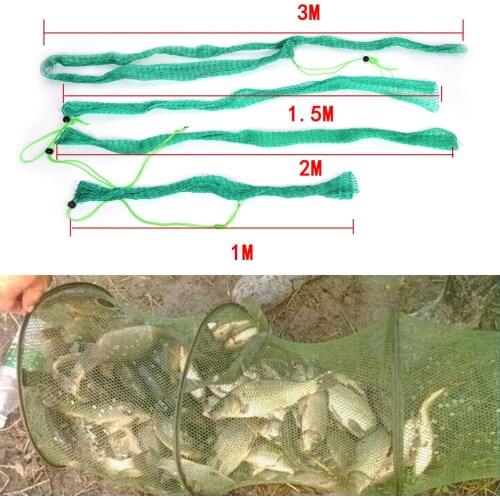 Adjusted nylon Super Long 3m/2m/1.5m/1m Thick Wire Made Fishing Net Bag Fish Mesh Protection Pocket Net Fishing Tackle