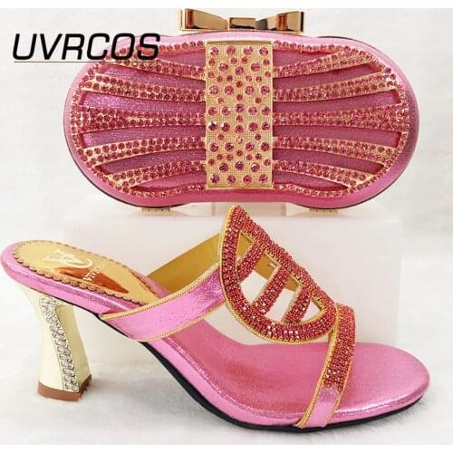 Luxury Slippers Dew Arrival Women Shoes and Bag To Match Set Italy Nigerian Women Wedding Pumps with Purse Blue Heel Shoes Women