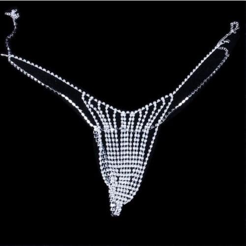 Sexy Bikini Rhinestone Underwear Belly Chain Crystal Thong Body Chain Jewelry