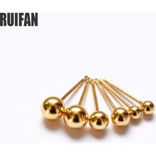 Ruifan 18K Gold Color 3 Size Small Beads 925 Sterling Silver Stud Earrings for Women Girls Korean Earring Fine Jewelry YEA382