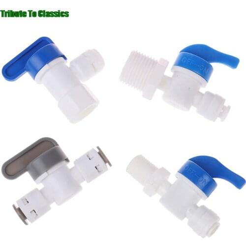 1/4" 1/2" Inline Tube Tap Shut Off Ball Valve Quick Fitting Connection Aquarium RO Water Filter Reverse Osmosis System NEW