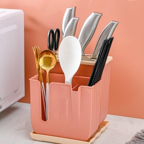 Kitchen Tableware Rack Tool Holder Drain Rack Knife Spoon Fork Chopstick and Kitchen Tools Multi-functional Storage Holder