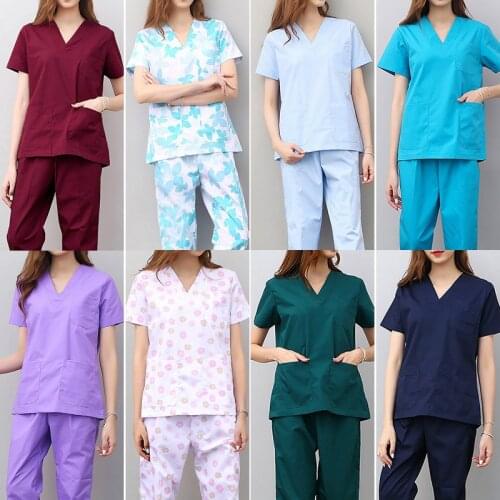Viaoli High Quality New Scrubs uniform Suit beauty pet shop spa uniform salon womens scrub set Work wear scrub suit coat+pants