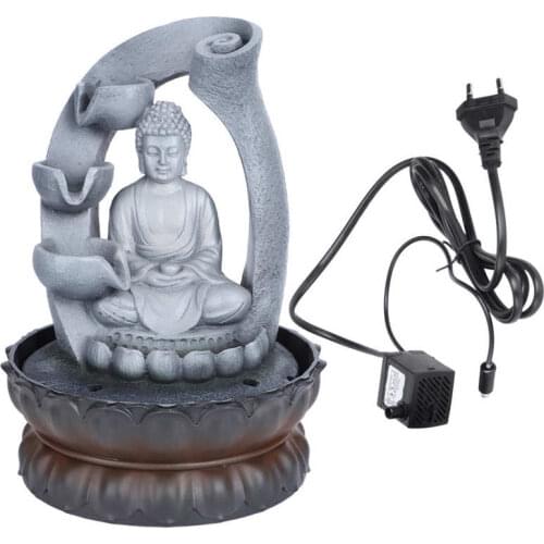 Unique Resin Buddha Desktop Fountain Decoration Tabletop Ornament with Light for Home Office Home Decor Birthday Gift