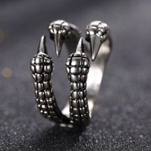 Domineering Retro Eagle Claw Ring Mens Ring Opening Adjustable Ring Punk Gothic Style Jewelry Bicycle Hand Finger Accessories